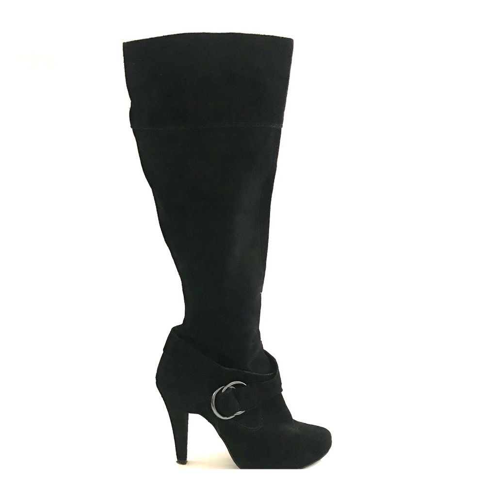 Black suede heeled boots Steve Madden size 10